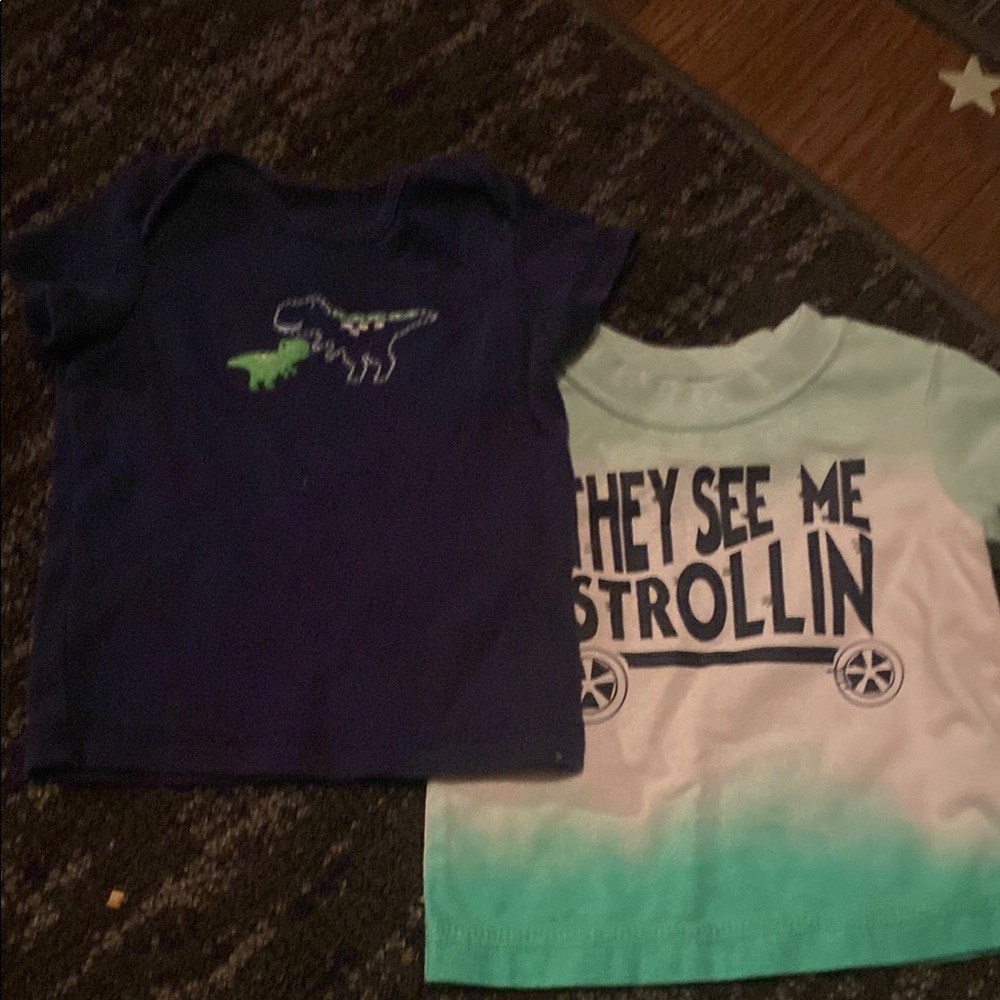 Kids Dinosaur and Stroller Graphic T-Shirts - Blue and Green